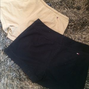 Navy blue and khaki shorts